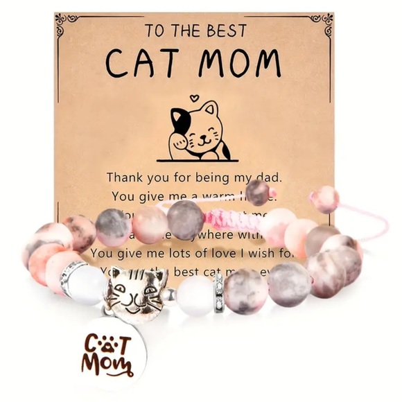 🐱 “Cat Mom” Stretch Bracelet - Picture 2 of 2